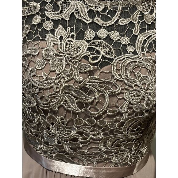 New Lace Chiffon satin A-Line Mocha Formal dress Mother of bride Prom Gala sz M - Picture 11 of 16